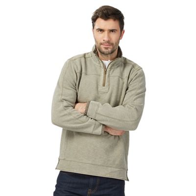 Big and tall natural pique zip neck sweater